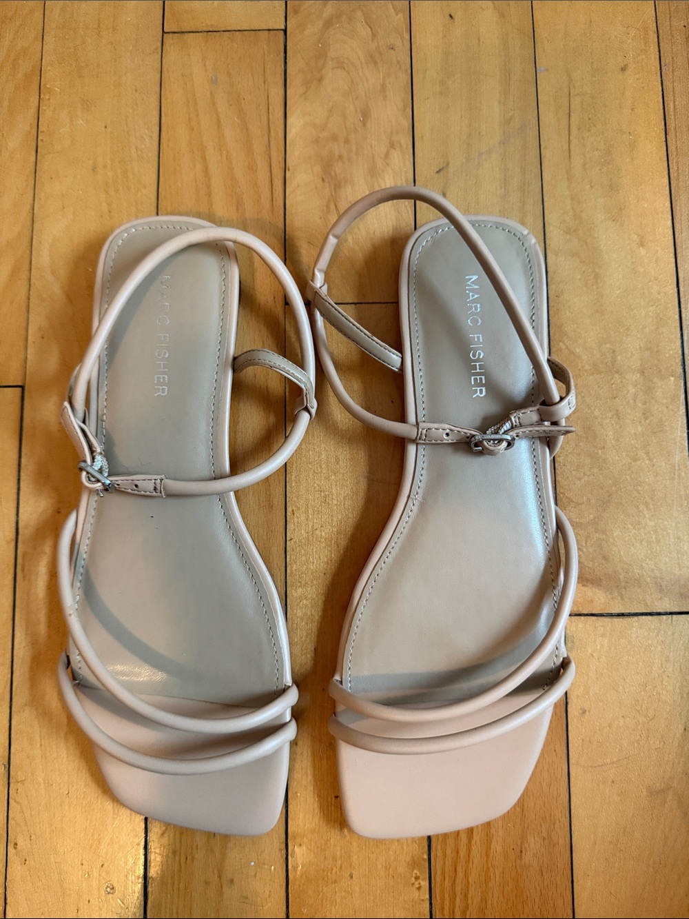 Marc Fisher Blush Strappy Square-Toe Sandals